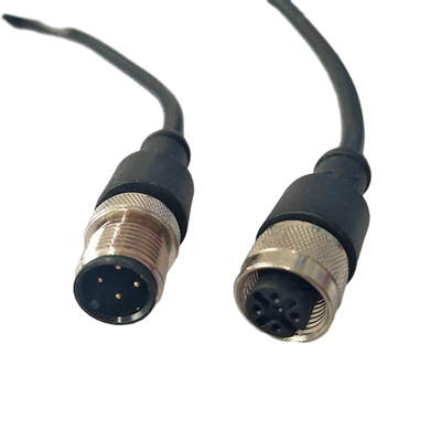 برغي معدني فينيكس M12 كابل طول 100 سم ذكر إلى أنثى أسود مع غطاء PVC