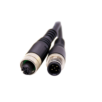 برغي معدني فينيكس M12 كابل طول 100 سم ذكر إلى أنثى أسود مع غطاء PVC
