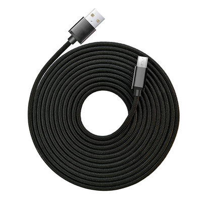 أسود اللون 3A USB شحن بيانات كابل نايلون مضفر بنفايات CE معتمد