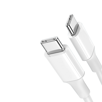 كابل شحن سريع USB C إلى C باللون الأبيض مع سترة PVC 20V 3A 60W