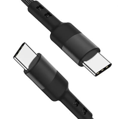 3Ft طول نايلون مضفر USB C كبل أسود اللون لأجهزة الكمبيوتر المحمول اللوحي