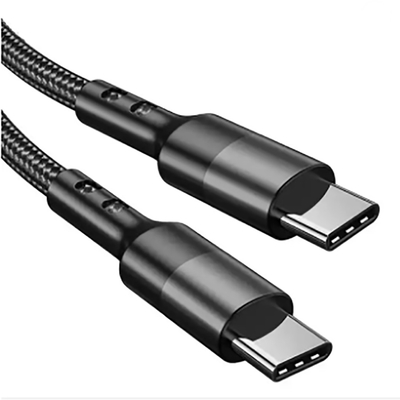 3Ft طول نايلون مضفر USB C كبل أسود اللون لأجهزة الكمبيوتر المحمول اللوحي