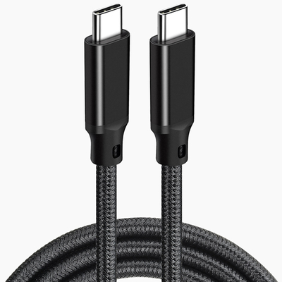 3Ft طول نايلون مضفر USB C كبل أسود اللون لأجهزة الكمبيوتر المحمول اللوحي
