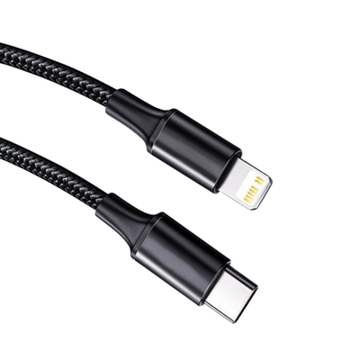 كابل شحن سريع USB باللون الأسود مع غطاء مضفر من النايلون بسرعة نقل تصل إلى 10 جيجابت في الثانية