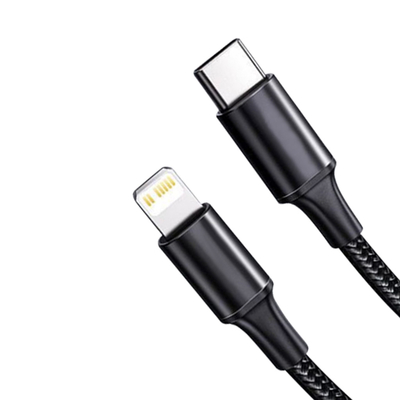 كابل شحن سريع USB باللون الأسود مع غطاء مضفر من النايلون بسرعة نقل تصل إلى 10 جيجابت في الثانية