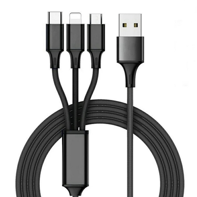 3 في 1 2.4A USB شحن بيانات كبل نوع C متعدد المنافذ وظيفة OEM ODM