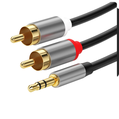 كبلات صوت فيديو ملونة ، كابلات جاك ستيريو 2 Rca 3.5 ملم رقمية إلى ذكر للسيارة