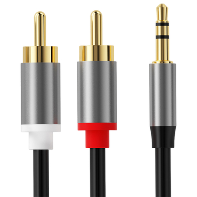 كبلات صوت فيديو ملونة ، كابلات جاك ستيريو 2 Rca 3.5 ملم رقمية إلى ذكر للسيارة