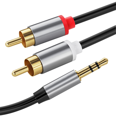 كبلات صوت فيديو ملونة ، كابلات جاك ستيريو 2 Rca 3.5 ملم رقمية إلى ذكر للسيارة