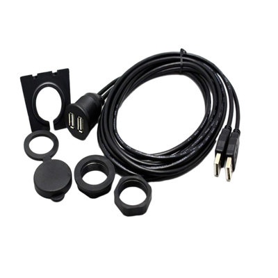USB2.0 مقاوم للماء ثنائي منفذ USB كابل 1 متر لدراجة نارية سيارة