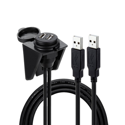 USB2.0 مقاوم للماء ثنائي منفذ USB كابل 1 متر لدراجة نارية سيارة
