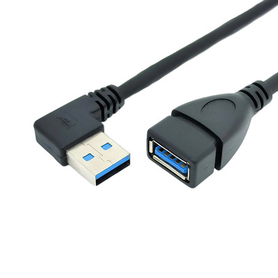 كابل بيانات شحن USB بزاوية 90 درجة مع محول USB 3.0 ذكر إلى أنثى