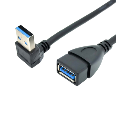 كابل بيانات شحن USB بزاوية 90 درجة مع محول USB 3.0 ذكر إلى أنثى