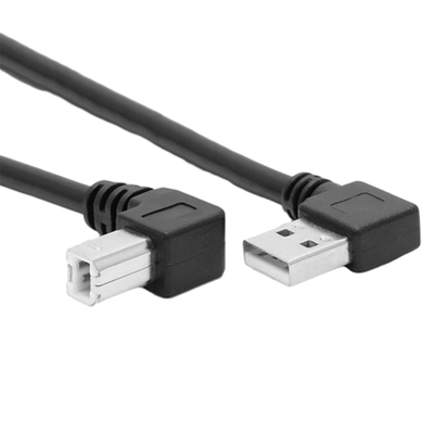كابل بيانات طابعة USB بطول 1 متر بزاوية يسرى مزدوجة الزاوية اليمنى 90 درجة