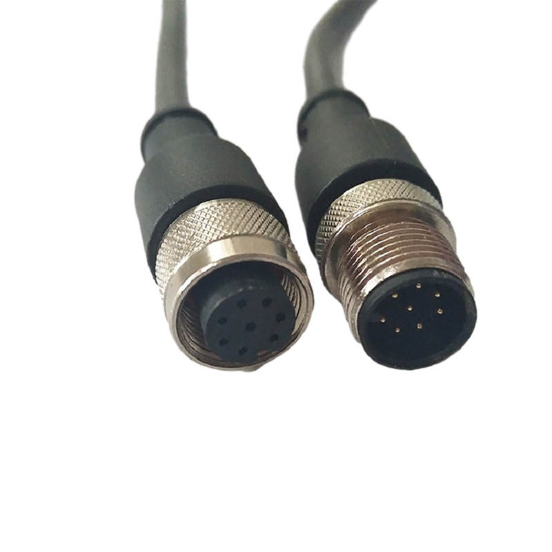 برغي معدني فينيكس M12 كابل طول 100 سم ذكر إلى أنثى أسود مع غطاء PVC