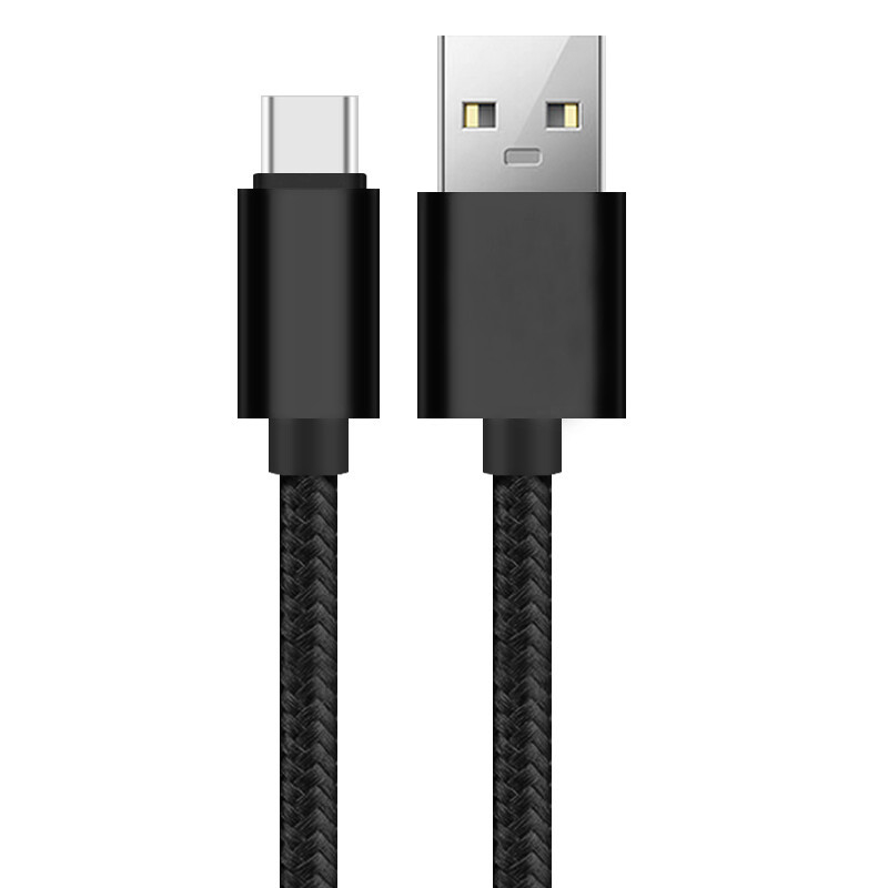 أسود اللون 3A USB شحن بيانات كابل نايلون مضفر بنفايات CE معتمد