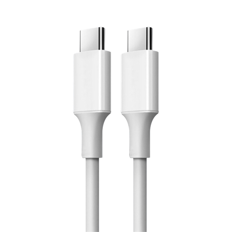 كابل شحن سريع USB C إلى C باللون الأبيض مع سترة PVC 20V 3A 60W