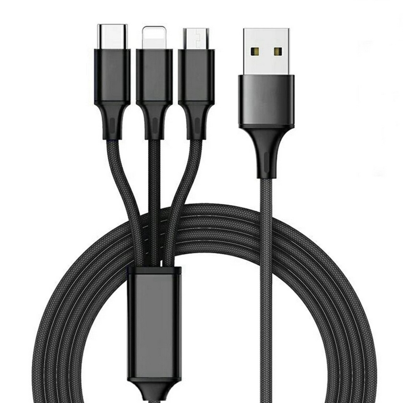 3 في 1 2.4A USB شحن بيانات كبل نوع C متعدد المنافذ وظيفة OEM ODM