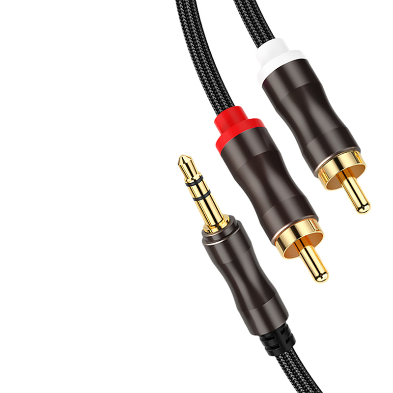 كبلات صوت فيديو ملونة ، كابلات جاك ستيريو 2 Rca 3.5 ملم رقمية إلى ذكر للسيارة